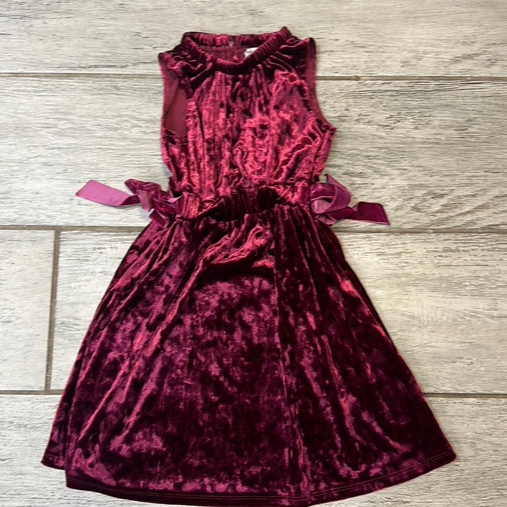 Habitual Boutique Style Crushed Velvet Crimson Formal Dress Girls Size  6X